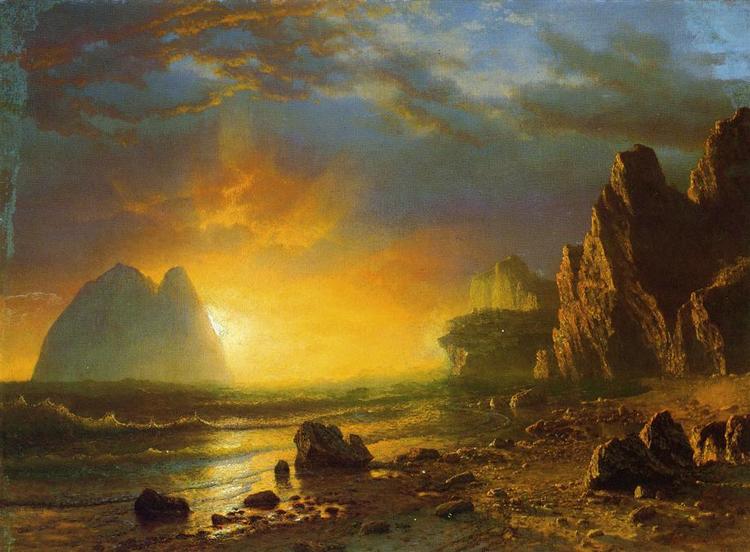 Albert Bierstadt Oil Painting Sunset on the Coast